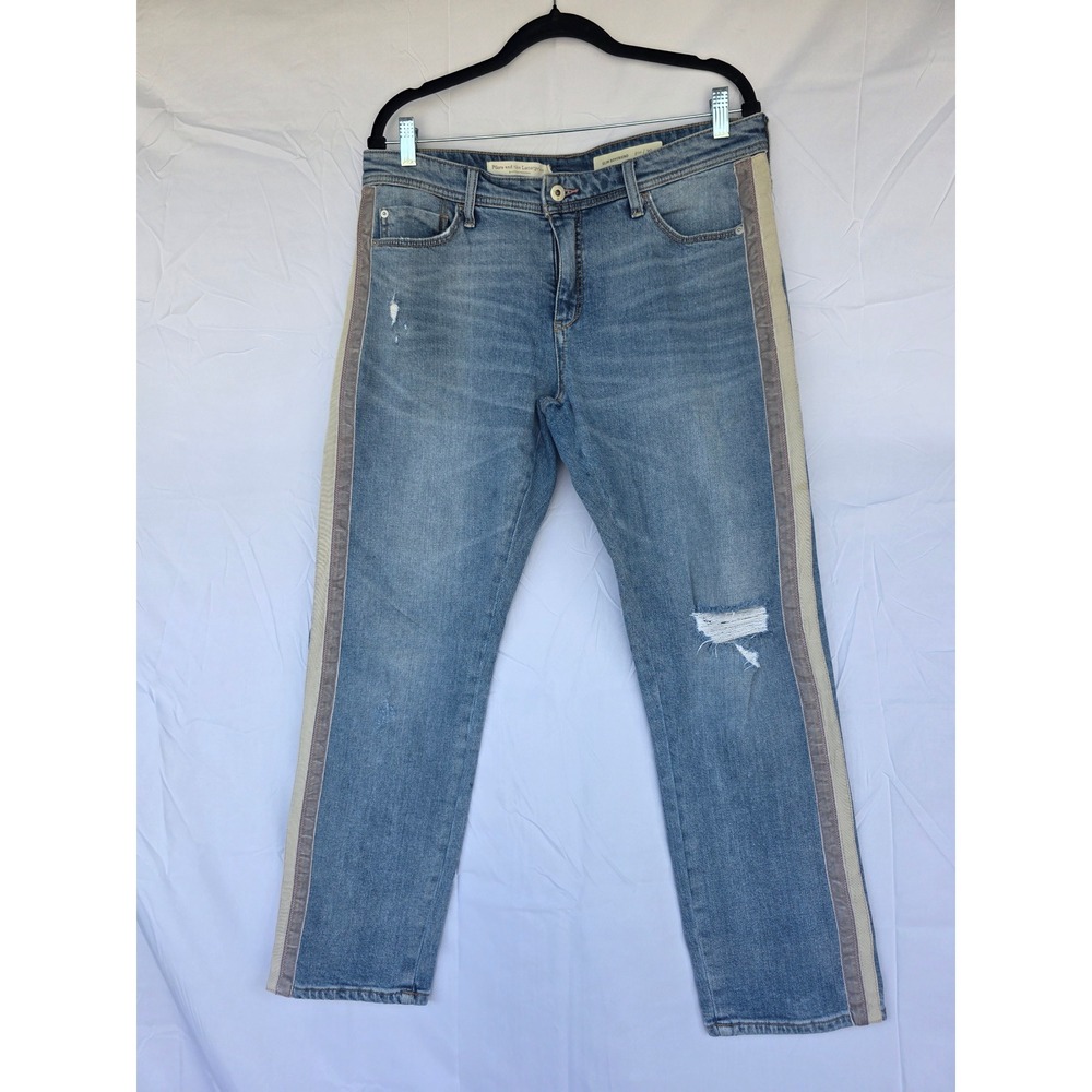 Pilcro and the Letterpress Slim Boyfriend Jeans Side Stripe Distressed 30 Stripe